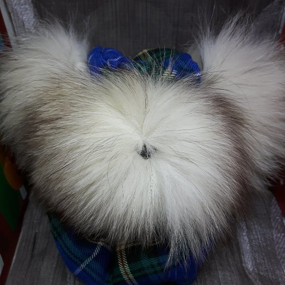 Tartan Teddy Bear Christmas Ornament - Genuine Fur - Fox - Picture 2 of 6